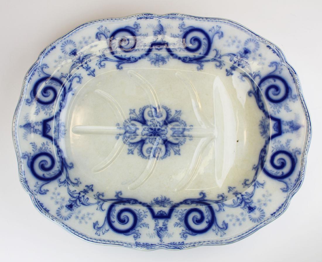 lg. 19th c. flow blue ironstone meat platter (1 of 6)