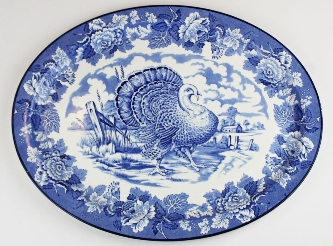 Woods Burslem blue transferware turkey platter (1 of 6)