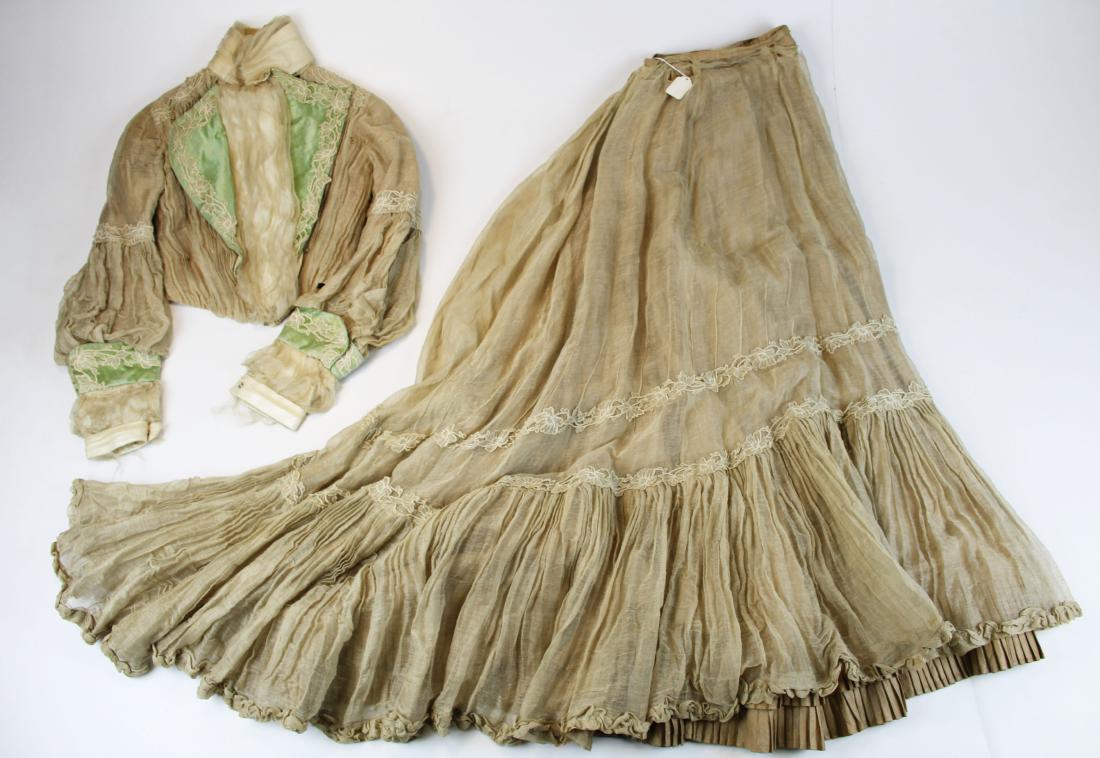 late 19th c. Victorian 2 part tan dress (1 of 14)