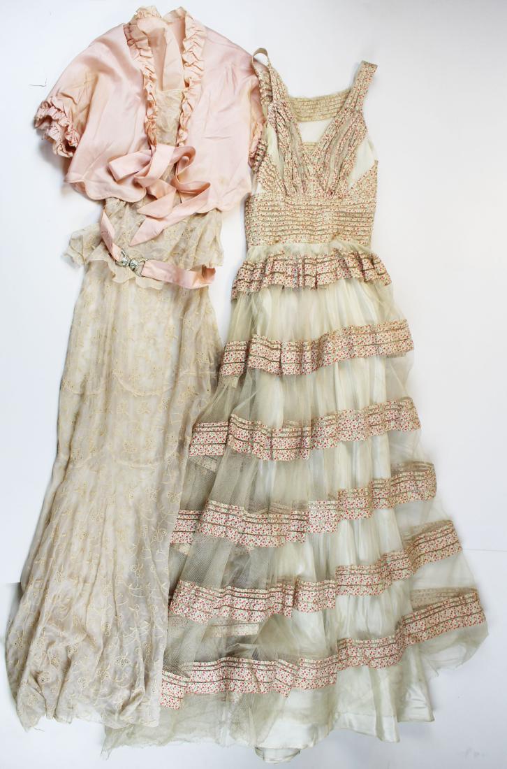 2 vintage 1930's party gowns incl. net, silk (1 of 7)