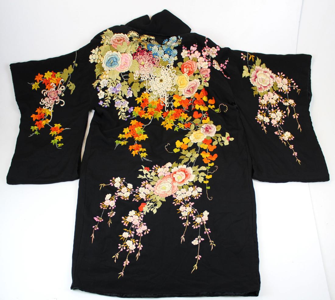 Japanese floral embroidered silk robe (1 of 18)