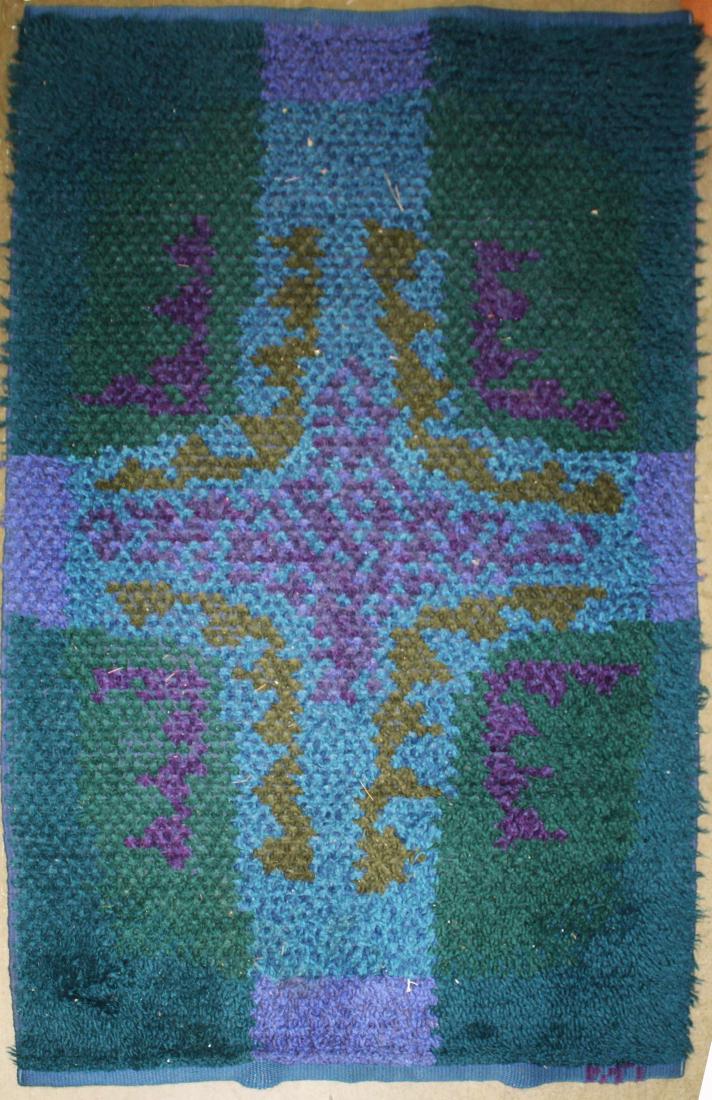 mid 20th c Swedish Rya type signed rag rug (1 of 4)