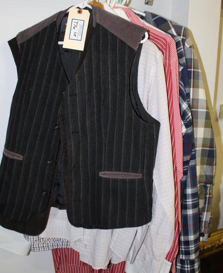 vintage men's shirts and vests: lot of vintage men's shirts and vests, including linen, gingham, L.L. Bean flannel, etc. 10 pcs.