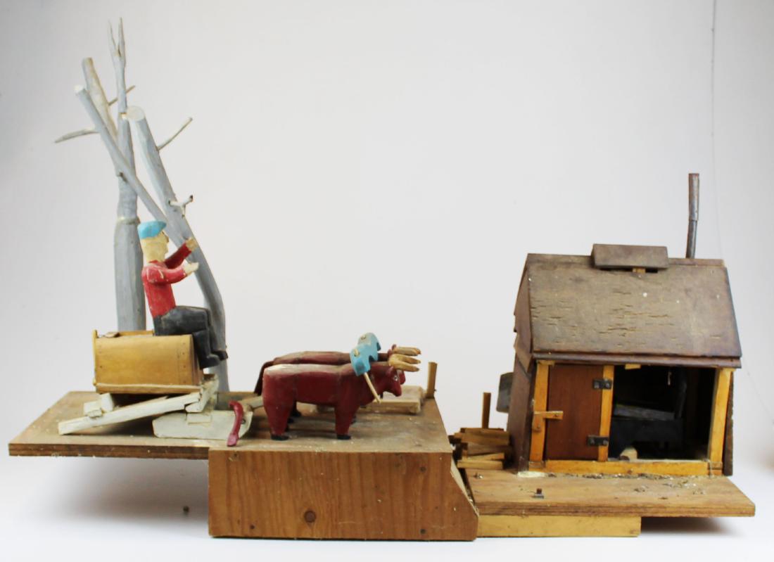 early 20th c Folk Art maple sugaring group (1 of 6)