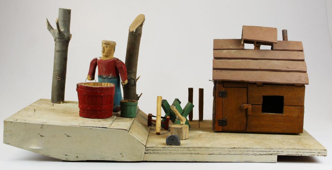 early 20th c Folk Art maple sugaring group (1 of 8)