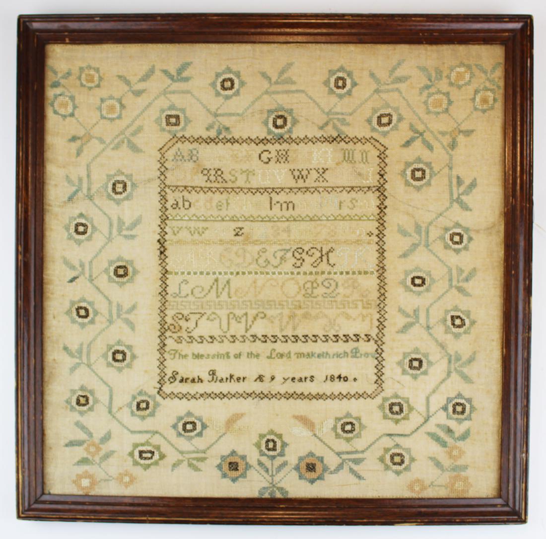 1840 Sarah Barker needlework sampler (1 of 6)