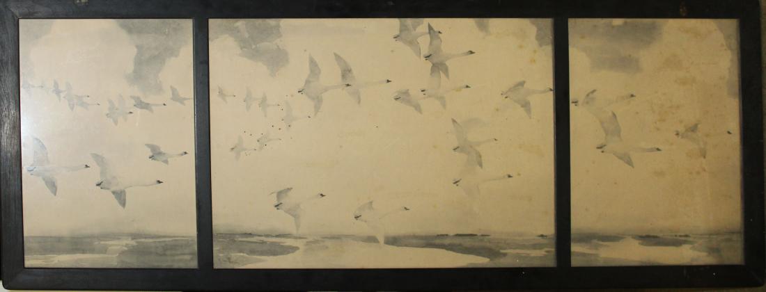 early 20th c Frank W Benson triptych print (1 of 1)