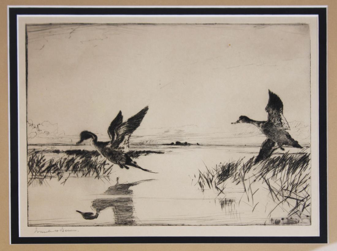 mid 20th c Frank W Benson dry point etching (1 of 4)