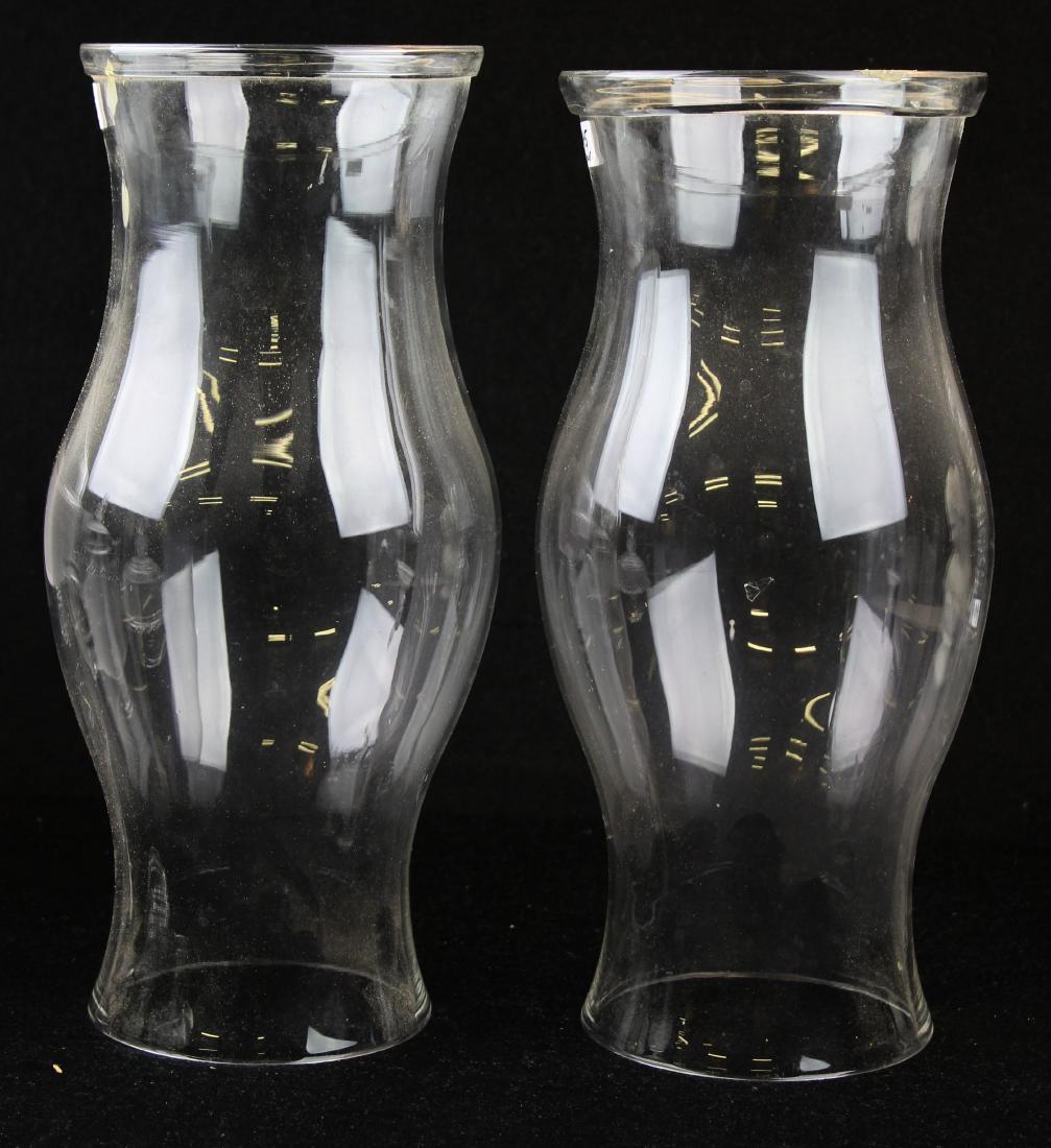 pair of free blown hurricane candle globes