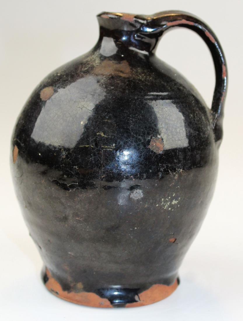 small 19th c manganese glaze redware jug (1 of 7)