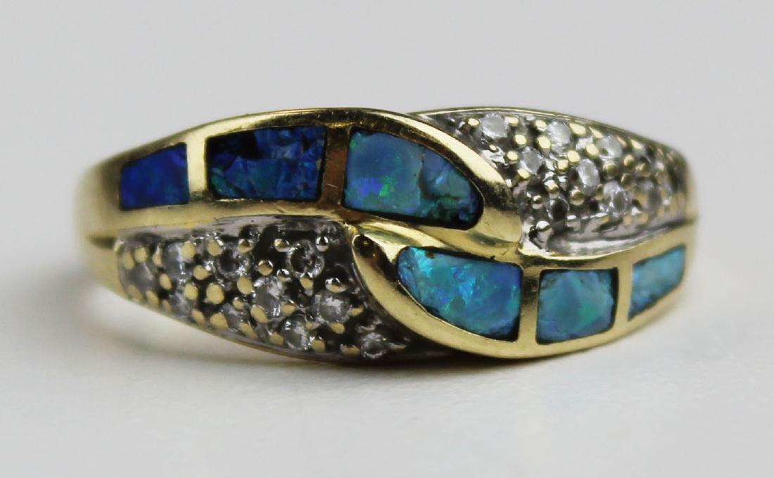 Diamond, opal, & 14k yellow gold ring. (1 of 6)