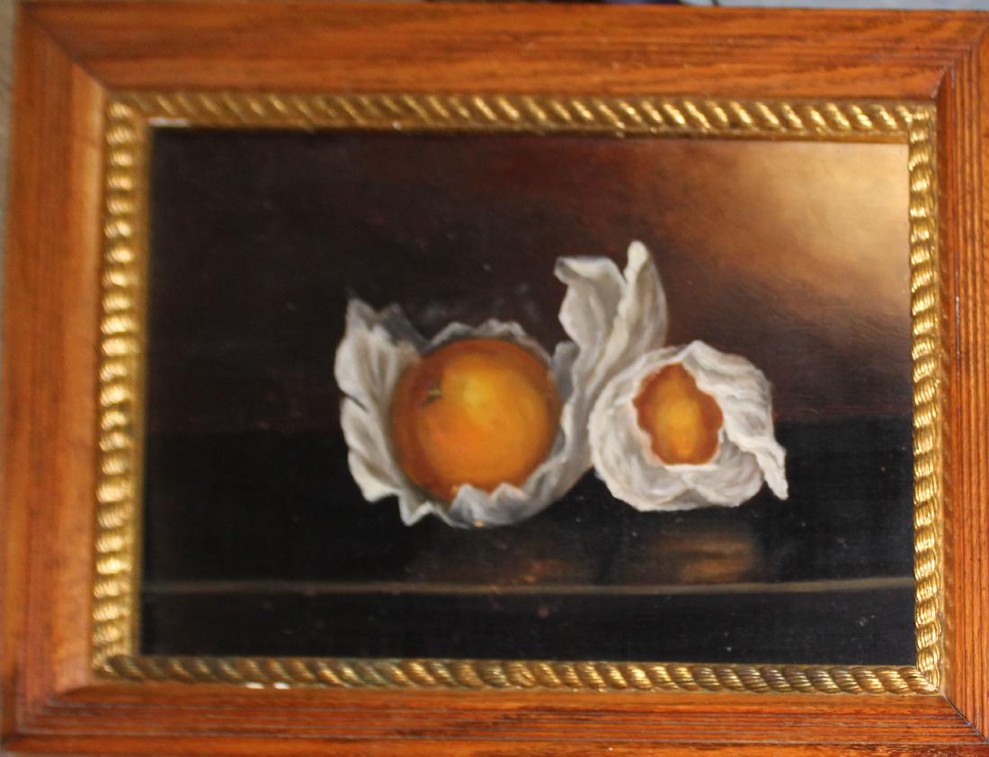 19th c oil on panel Christmas Oranges (1 of 2)