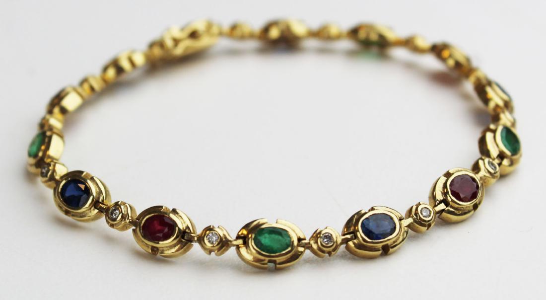 Emerald, ruby, sapphire, & diamond 14k bracelet (1 of 7)