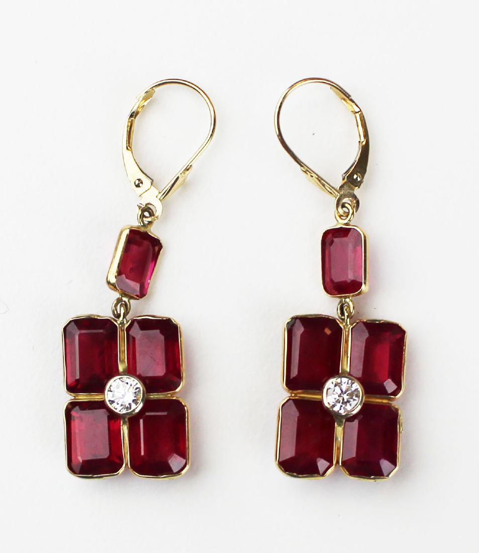 Pair of ruby and diamond earrings (1 of 5)