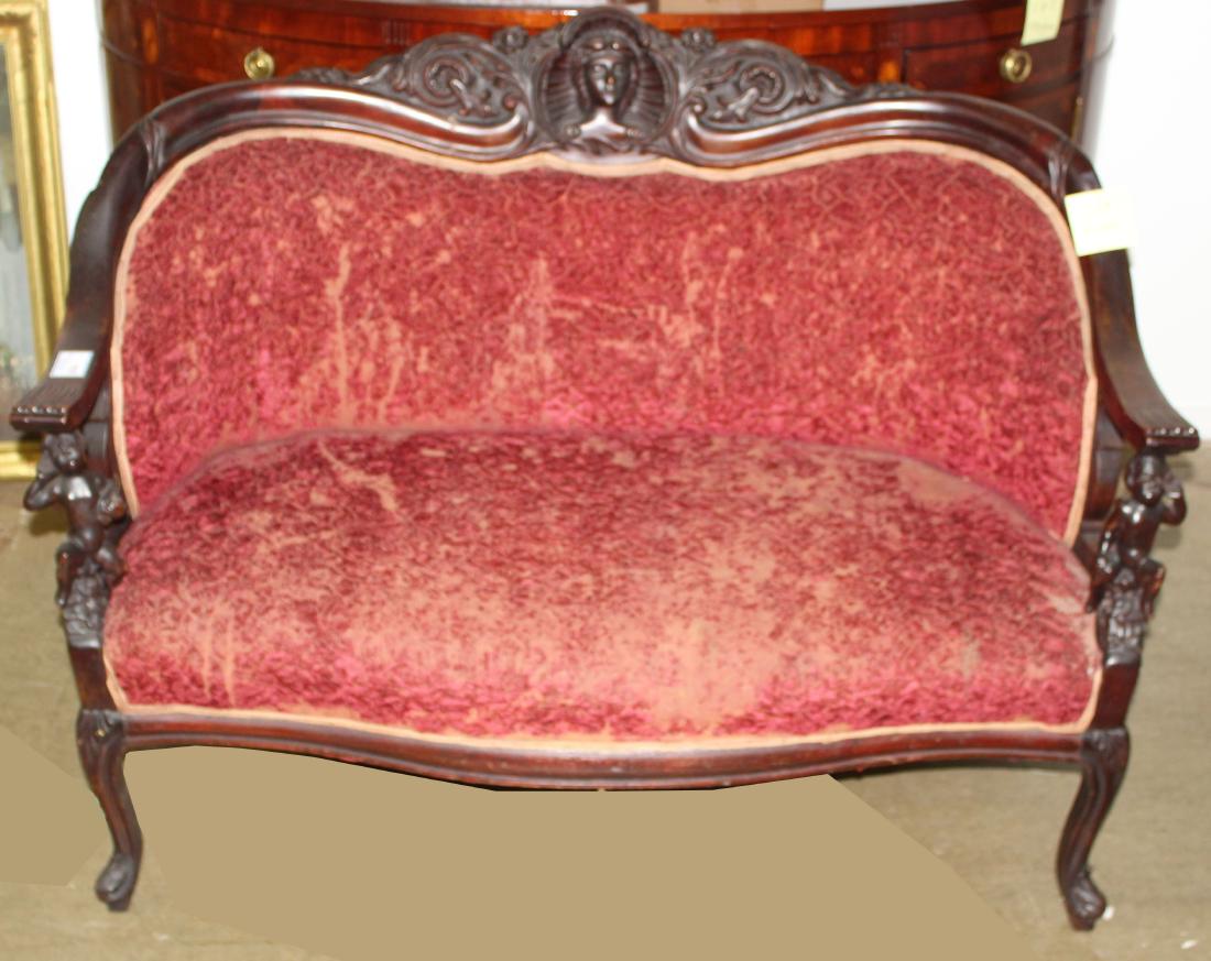 Victorian Jenny Lind carved loveseat (1 of 2)