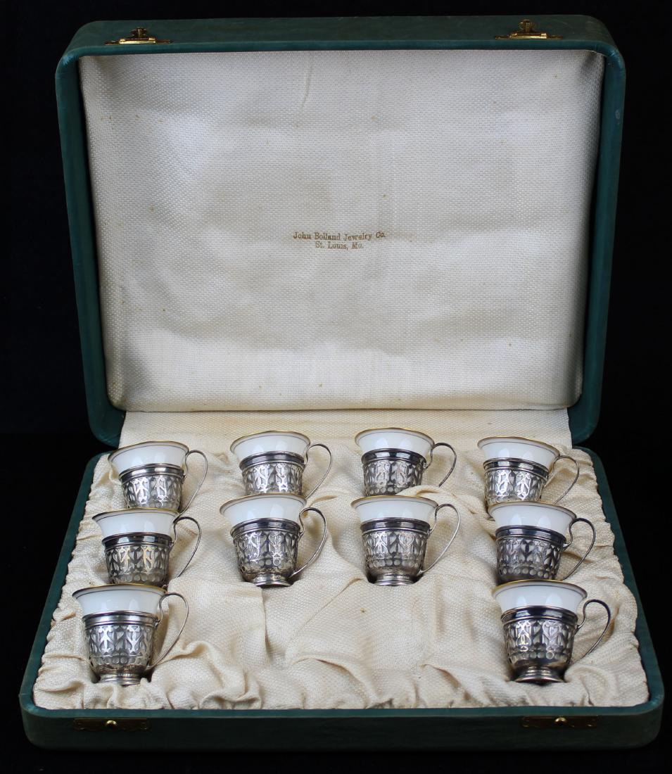 cased set of 10 Gorham sterling demitasse cups (1 of 4)