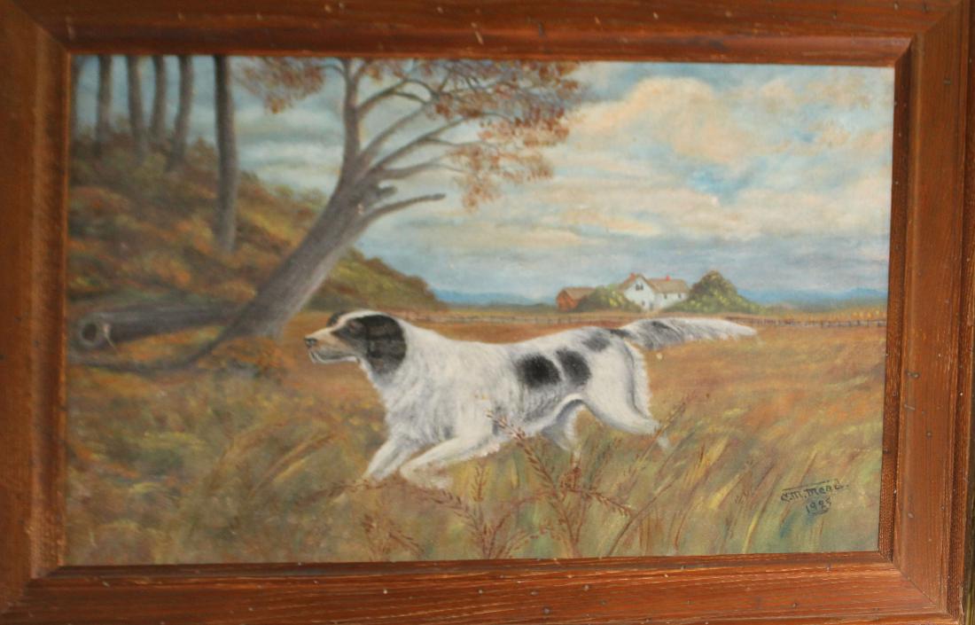CM Mead (AM 20th C) Setter: CM Mead (American 20th c ) Setter on the hunt signed lower right dated 1925 18 x 25"