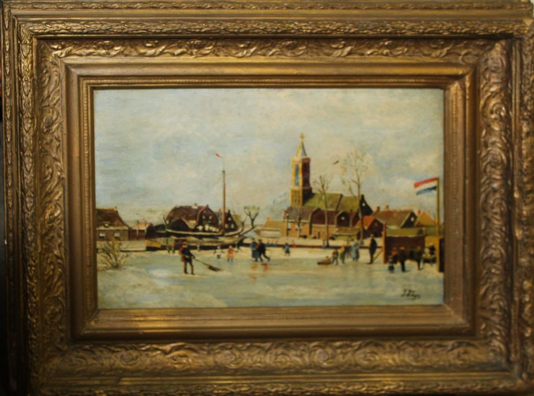 19th c Dutch oil on panel signed J Kleijn (1 of 3)