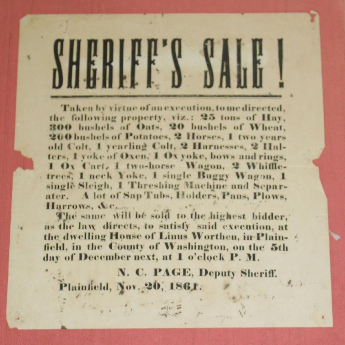 1860 Broadside "Sheriffs Sale" (1 of 2)