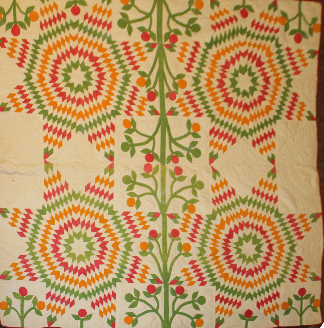 19th c applique quilt top with newer backing (1 of 2)