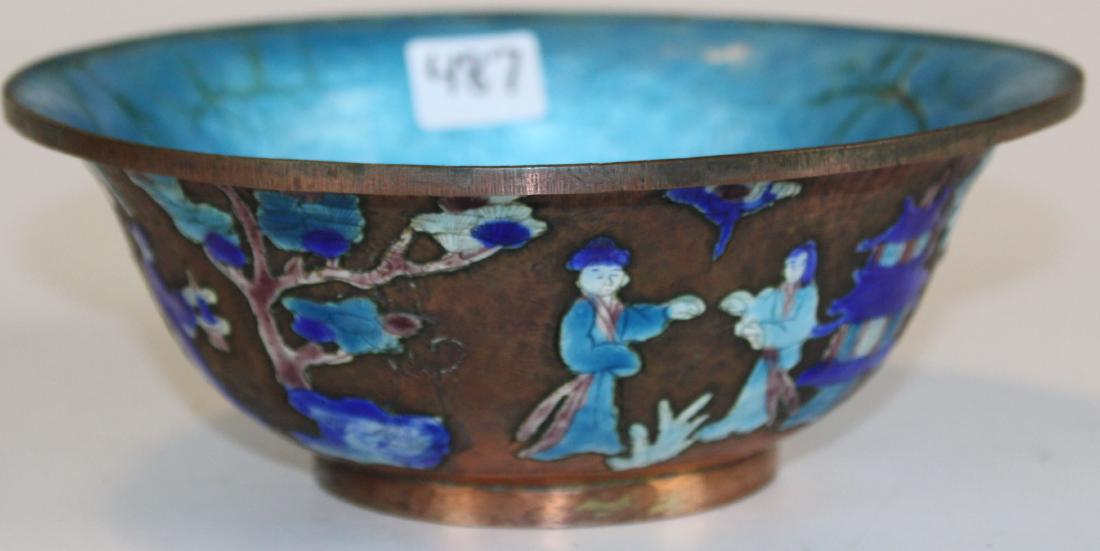 early 20th c Chinese enamel on copper bowl