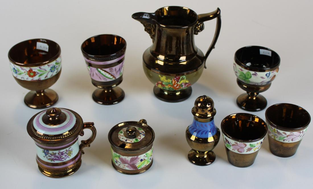 nine early 19th c copper lustre pieces (1 of 1)