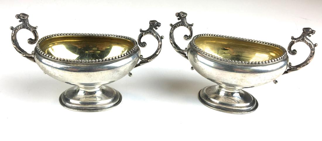 Pair of gold washed dog head master salts (1 of 3)