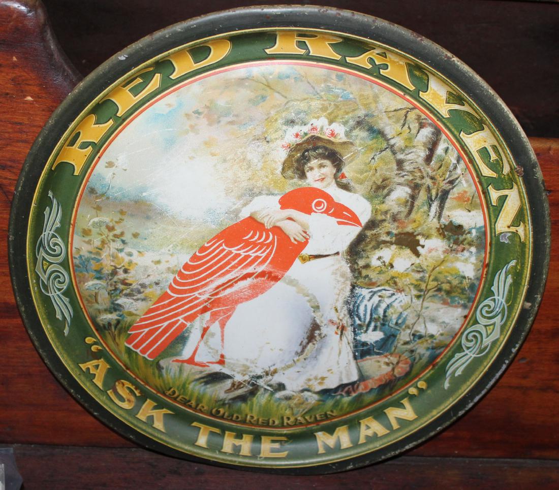 vintage Red Raven tin beer tray (1 of 1)