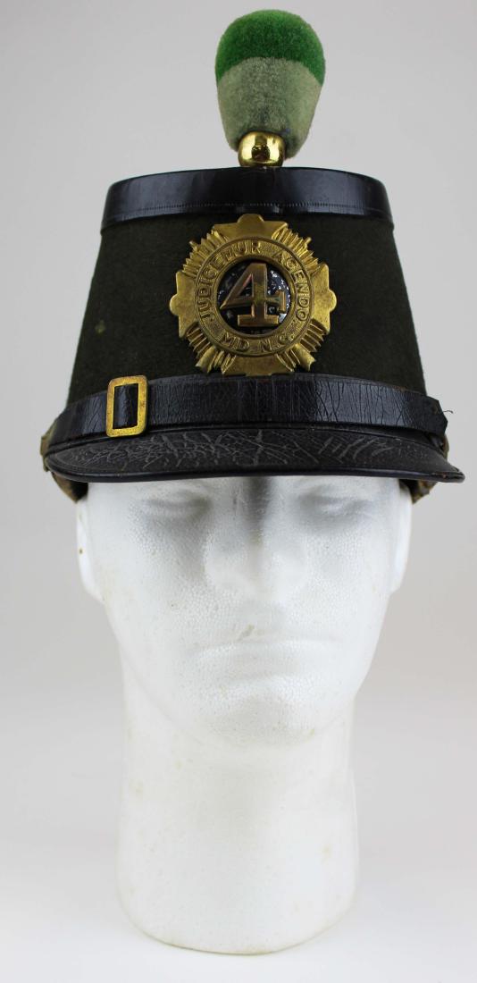 Civil War era Maryland National Guard Shako: Civil War era mid 19th c Maryland National Guard Shako hat with G W Simmons & Co. Military Goods paper label
