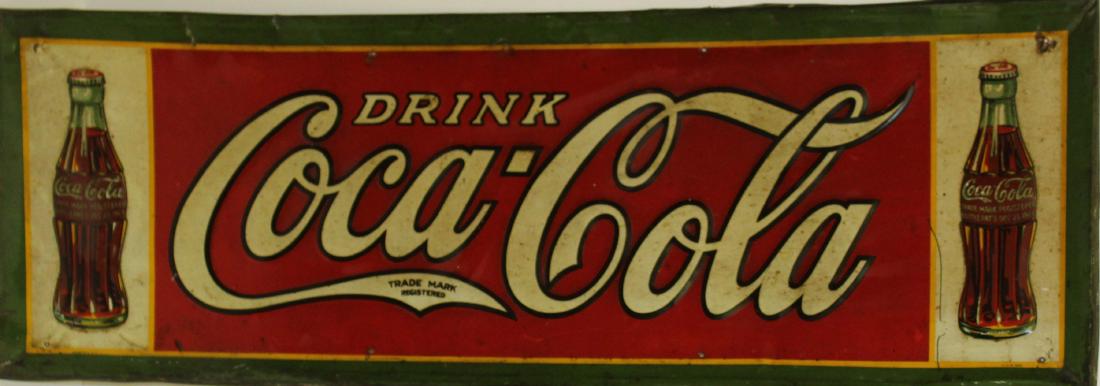 Drink Coca-Cola circa 1930 embossed tin sign (1 of 4)