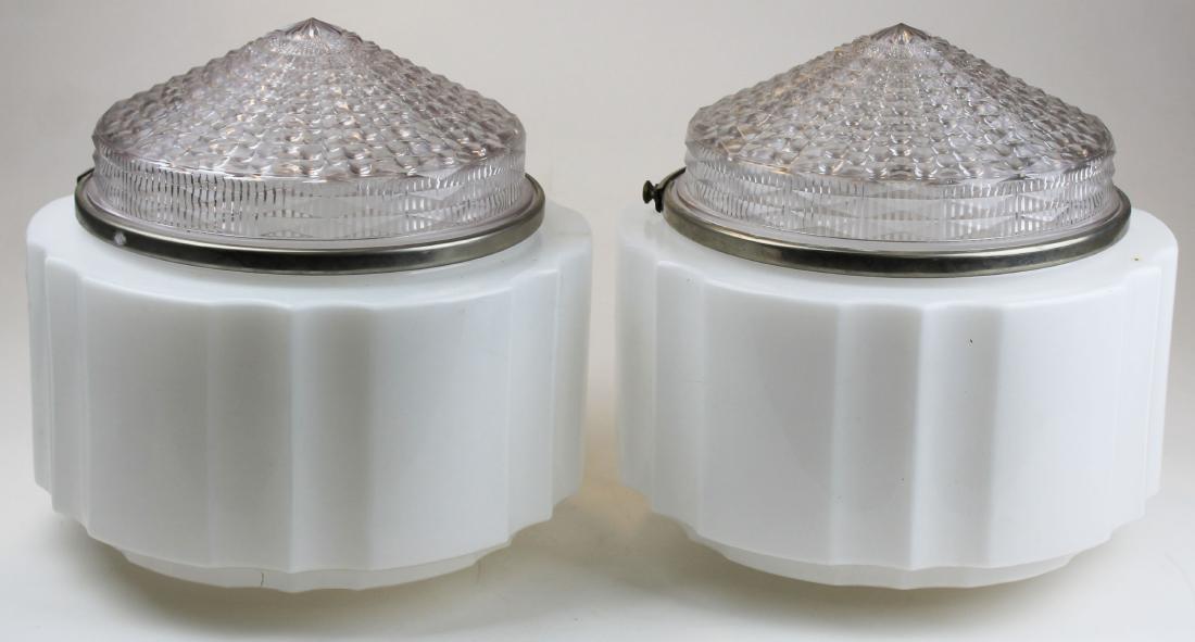 2 Art Deco milk glass store light fixture globes (1 of 7)