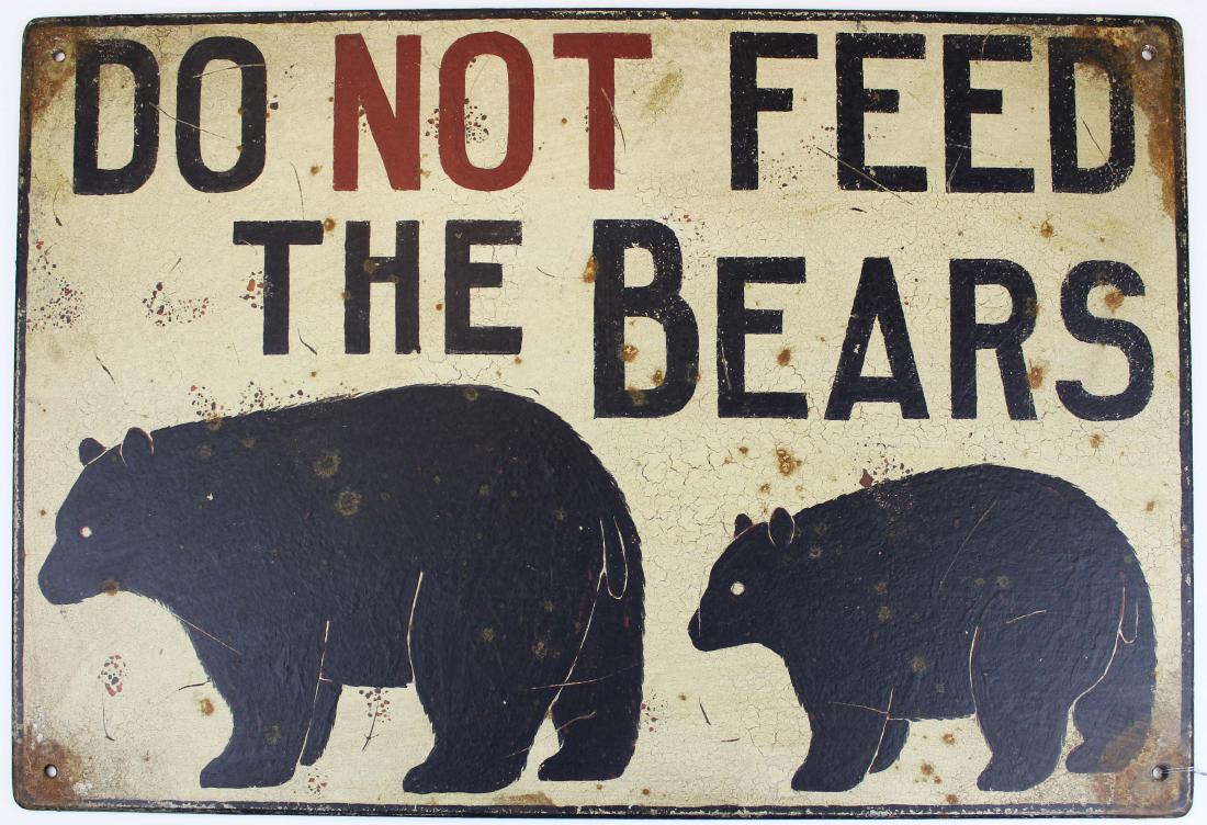 Late 20th c - Don't Feed the Bears Sign (1 of 4)