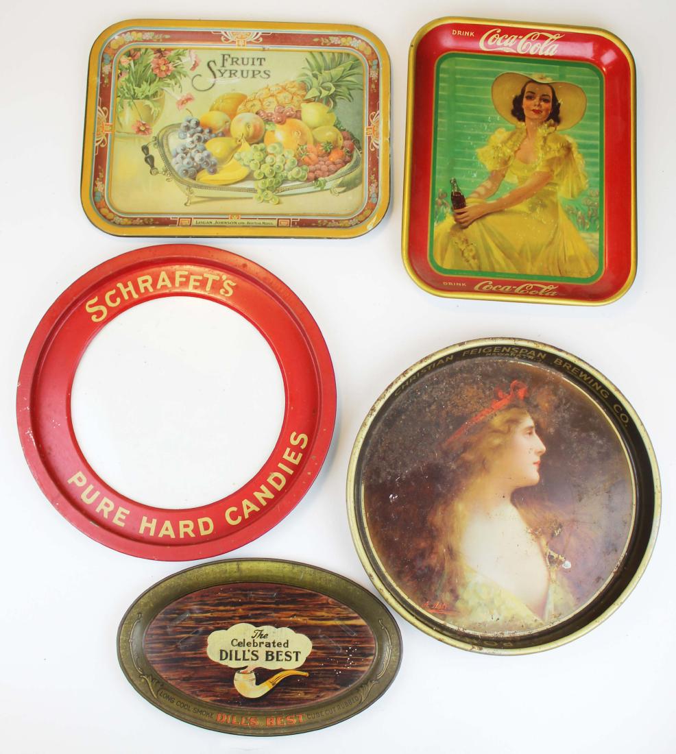 Lot of vintage trays including Coke (1 of 2)
