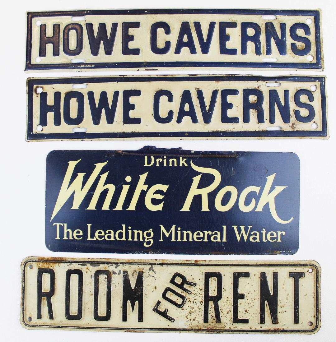 A group of 4 pressed tin signs. (1 of 2)