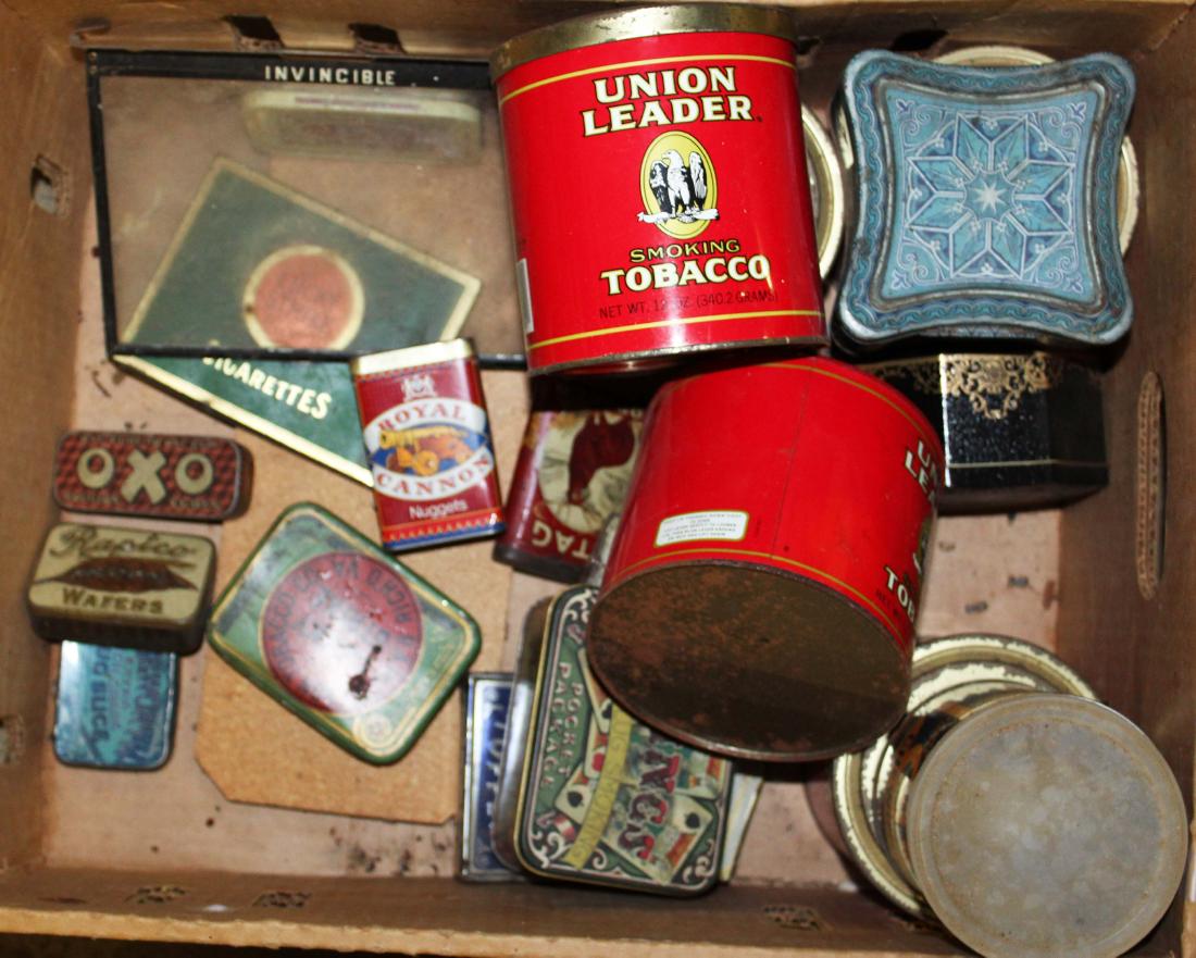 Tobacco advertising sign & tobacco tins (1 of 3)