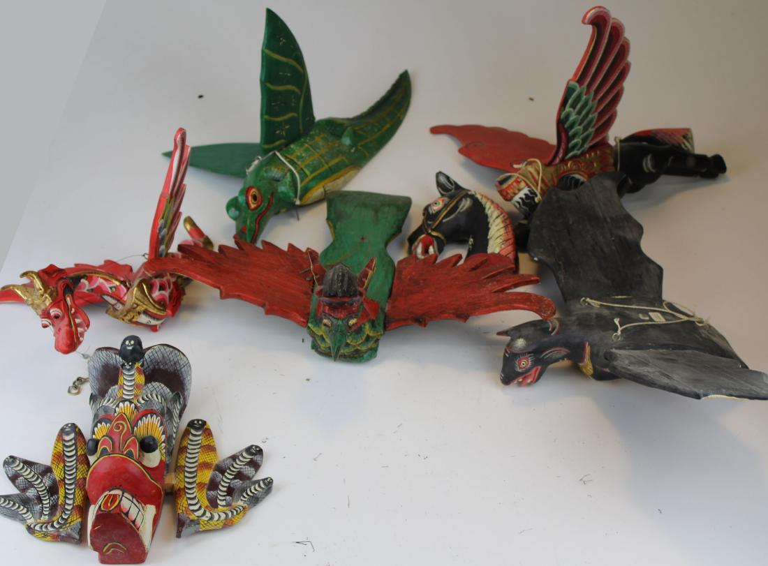 six Indonesian flying dragons: six indonesian dragon figures