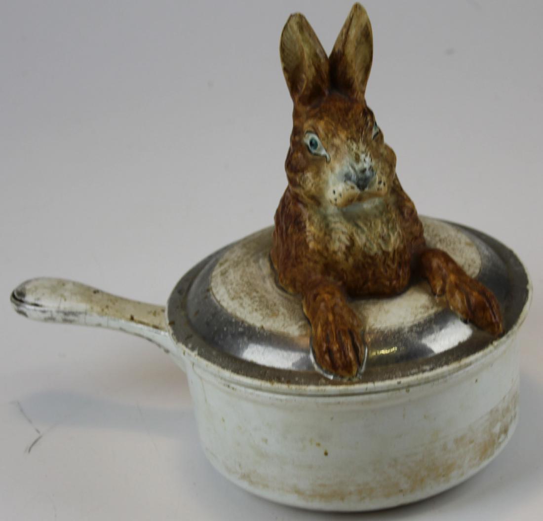 French figural bisque rabbit stew pot (1 of 3)