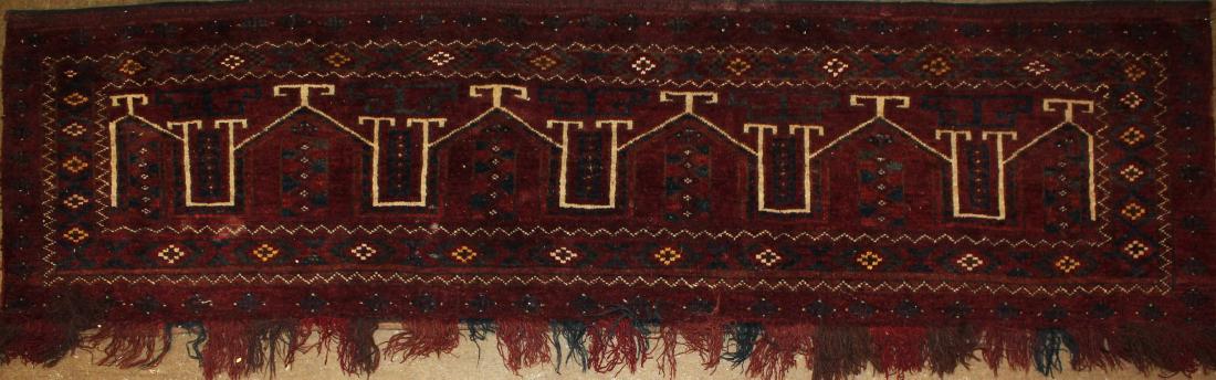 early 20th c Tekke Salor torba: early 20th c Tekke Salor torba (long bag face), 1' 9" x 5' 8"