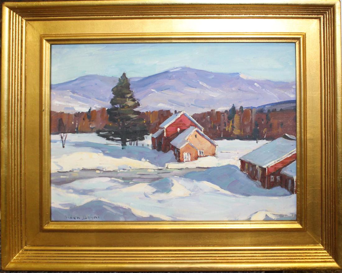 Alden Bryan (Vermont 1913-2001): Alden Bryan (Vermont 1913-2001) Northern Vermont Landscape (Probably Cambridge) oil on board signed lower left identified on back Vermont #144 12 x 16"