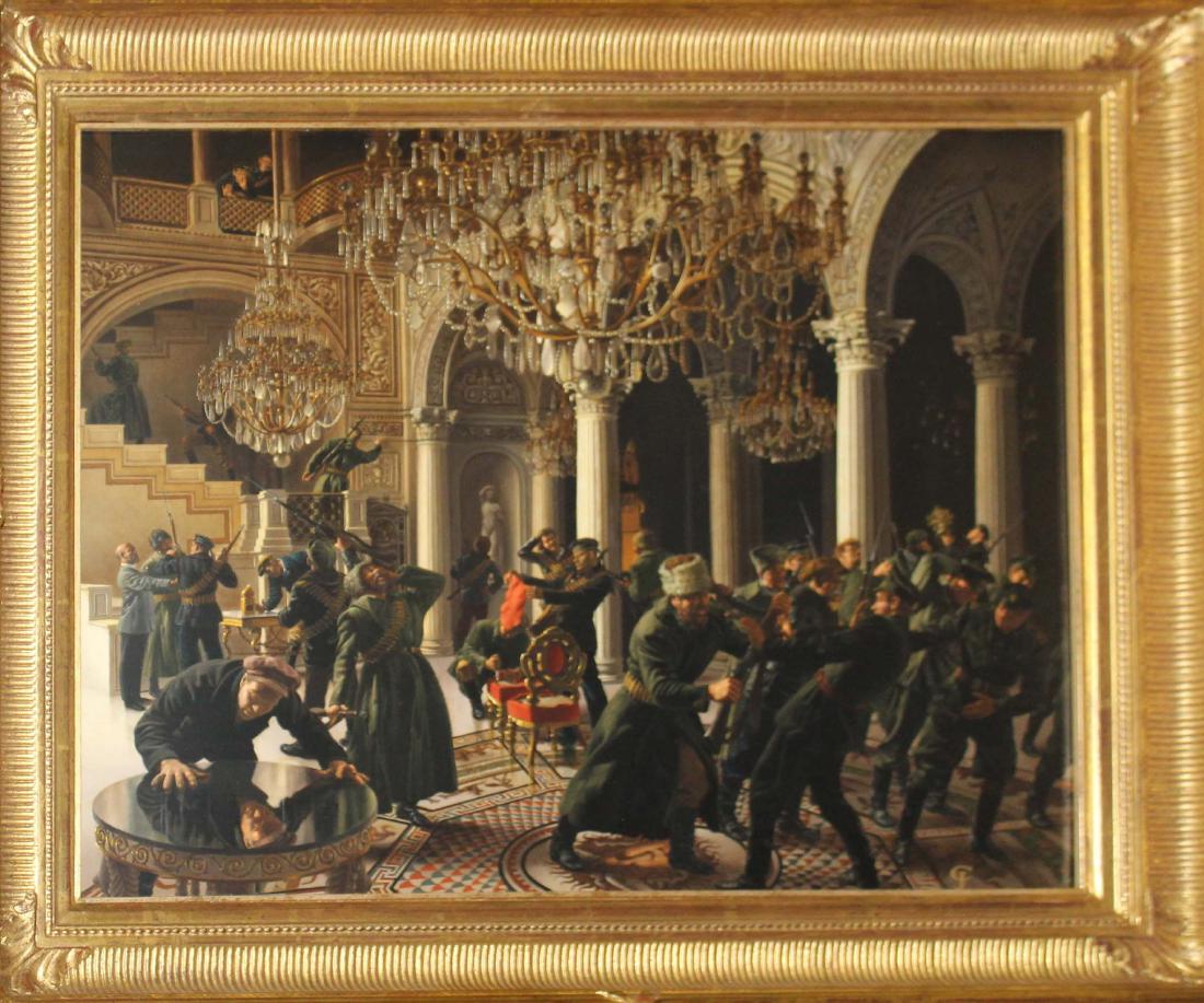 Carroll N Jones Jr (American 1917-2009): Carroll N Jones Jr (American 1917-2009) Winter Palace 17 x 21"-Ex. Malcolm Forbes- Carroll N Jones Jr was a Vermont artist most well known for his portrait of Governor Howard Dean that hangs in the St