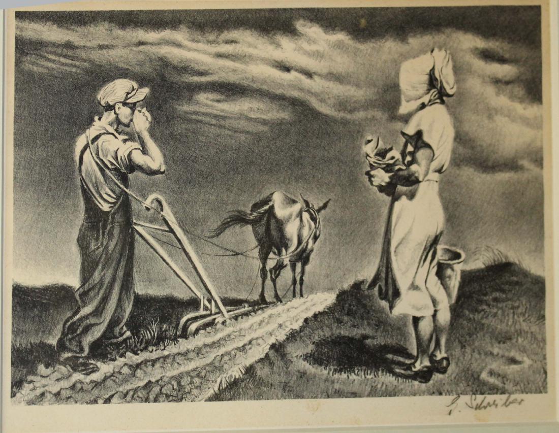 Georges Schreiber (American 1904-1977): Georges Schreiber (American/ Belgian 1904-1977) Noon pencil signed lithograph published by Associated American Artists New York 9 X 13"