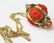 Coral and Yellow gold pendant necklace