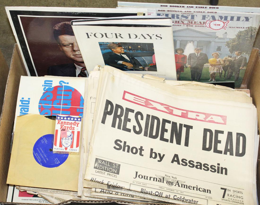 vintage JFK Kennedy memorabilia: vintage JFK Kennedy memorabilia, newspapers, records, books
