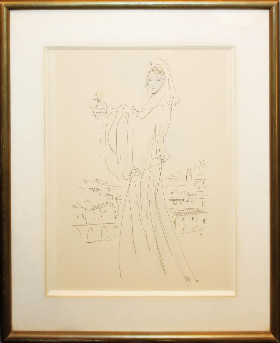 Christian Berard (FR 1902-1949): Christian Berard (French 1902-1949) St Genevive Pen and ink wash on paper 12 x 10"