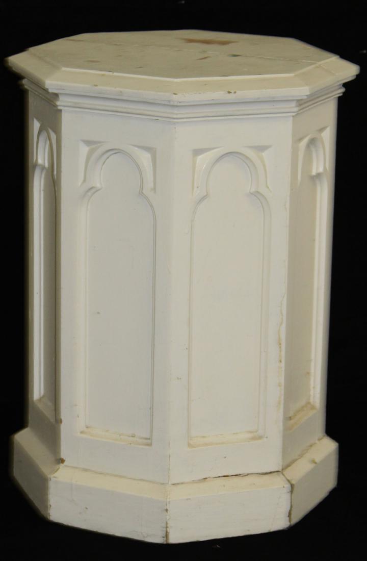 Gothic revival plinth: 19th c gothic revival plinth in later white paint 24 x 18"
