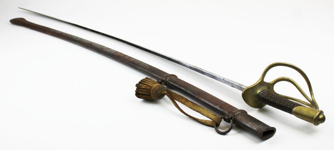 unmarked Model 1850 Cavalry sword: unmarked Model 1850 Cavalry sword with scabbard, blade length 36", overall length 42"