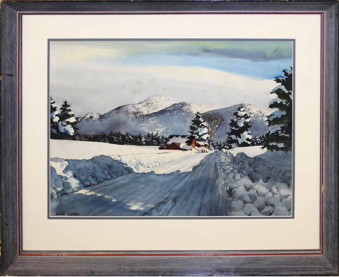 Walton Blodgett (VT 1908-1963): Walton Blodgett (Vermont 1908-1963) Winter Lane watercolor on paper 16 x 22"