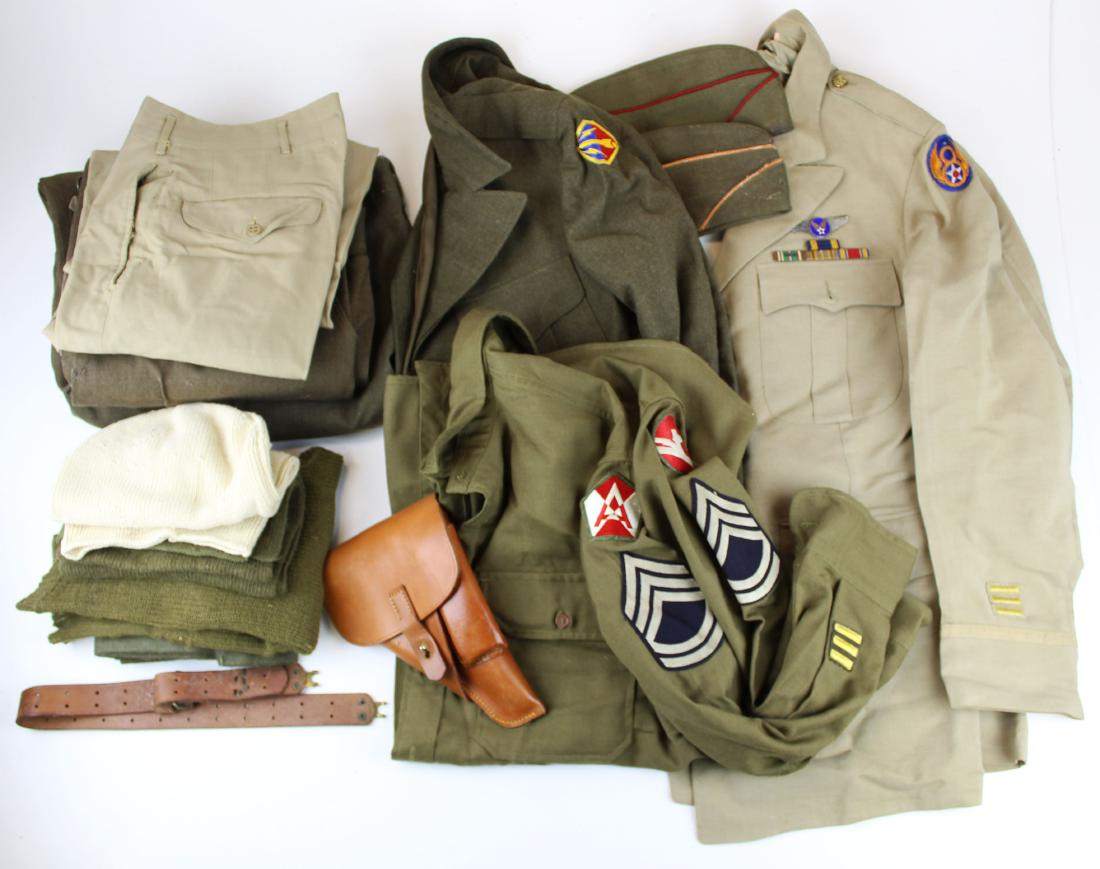 US Army & Army Air Force uniforms: WWII era and later US Army & Army Air Force shirts, uniform pcs, some with insignia