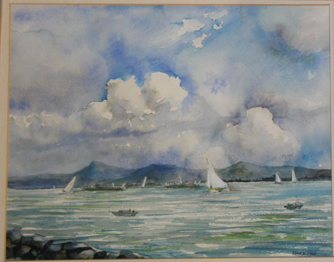 Edwin Steeg- Lake Champlain: Edwin Steeg- Lake Champlain Summer watercolor on paper 10 x 14"signed lower right