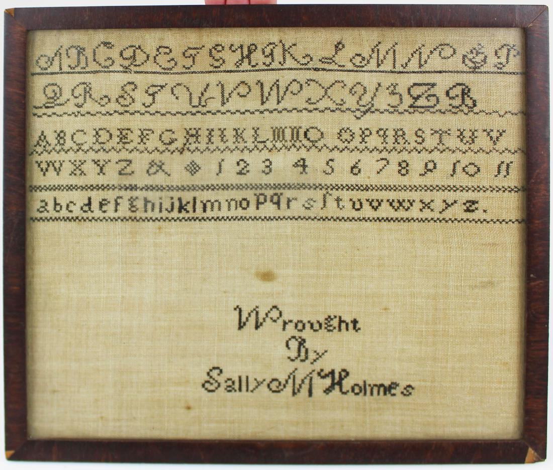 early 19th c Sally M Holmes schoolgirl sampler: early 19th c Sally M Holmes schoolgirl sampler
